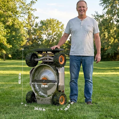 Mowrator S1 4WD 18Ah Remote Control Lawn Mower with Grip Tread Tires, All-Season Yard Care, 119% (50°) Slope Climbing, with Leaf Shredding Vacuum, 21" Width, 1.5–4.3" Cutting Height, Up to 1.12 Acres