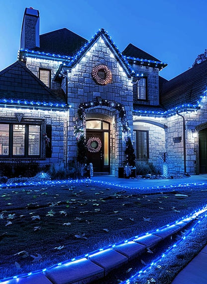 Brightown 2 Pack Total 78FT 200LED Solar Rope Lights, Blue | IP65 Waterproof Solar Fairy Lights with 8 Lighting Modes, Outdoor String Lights for Party Garden Yard Holiday Tree Decoration