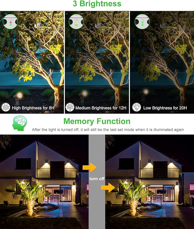 Cly 6 in 1 Solar Spotlights Landscape Outdoor Garden, Solar Powered Lights | IP66 Waterproof Landscape Lighting with Remote 18M Cable for Garden, Lawn, Patio, 2700K/4000K/6500K