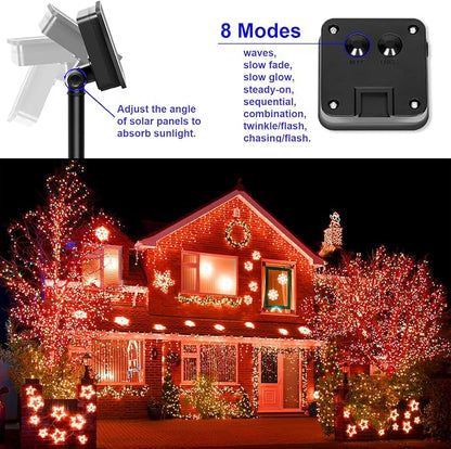 Fall Outdoor Decorations, Orange Solar String Lights Outdoor, 2Pack Total 200 LED Fairy Fall Lights Thanksgiving Halloween Decor, 8 Modes Waterproof for Porch, Garden, Patio, Fence, Balcony