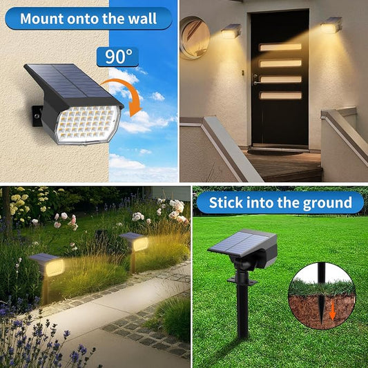 Tadyreal Solar Spot Lights Outdoor 6 Pack, [46 LED/3 Modes] Solar Landscape Spotlights Waterproof, 2-in-1 Auto On/Off Solar Powered Lights for Outside Yard Garden Wall Pathway(Warm White)