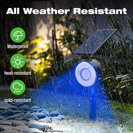 nipify 2 Pack Solar Spot Lights Outdoor Waterproof, Solar Spotlight Light for Outside Yard Landscape Lighting Pathway Lights Wall Auto On/Off, Blue