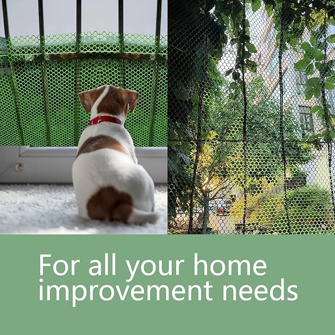 Pet Proof Barrier Net, Black Plastic Chicken Wire Mesh Fencing 15.7IN x 6.56FT, Balcony Cat Safety Net & Garden Snake Barrier, Heavy Duty Protection for Chicken Coops, Rabbit Hutches, Dog Kennels