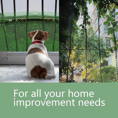 Pet Proof Barrier Net, Green Plastic Chicken Wire Mesh Fencing 15.7IN x 16.4FT, Balcony Cat Safety Net & Garden Snake Barrier, Heavy Duty Protection for Chicken Coops, Rabbit Hutches, Dog Kennels