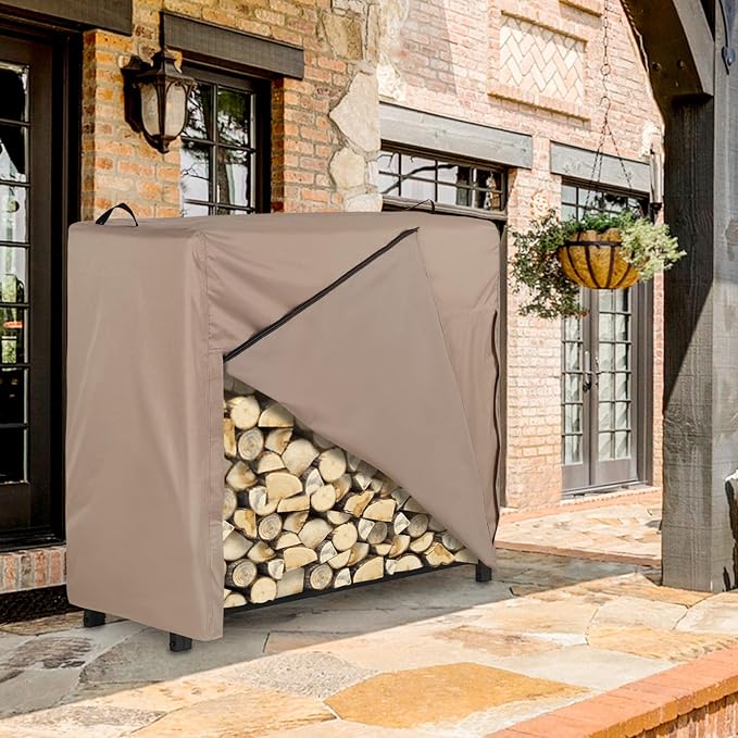 ULTCOVER Waterproof Firewood Racks Cover 4 Feet Heavy Duty Outdoor Logs Holder Stand Cover