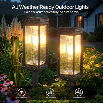 LETMY Solar Pathway Lights Outdoor, 4 Pack IP65 Waterproof Solar Path Lights with Auto On/Off, Bright Garden Lights for Landscape, Patio, Driveway & Yard