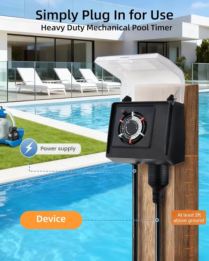 Mechanical Pool Pump Timer,NEMA L5-20R Plug-in Timer