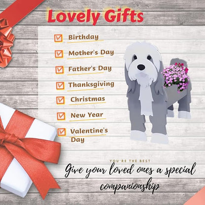 Baba Collie Dog Planter Pots, 9.45 x 5.98x 13.54 Inches | Dog Flower Pot, Cute Animal Shaped Plant Pot, Gifts for Women & Pet Lovers, Indoor Outdoor Garden Home Office Decor
