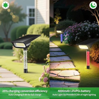 intelamp Solar Spot Lights Outdoor Waterproof Landscape Lighting 2 Pack | Remote Control, 3 Color Temperatures, Timer & Dimmable, Dusk-to-Dawn, RGB Poles, 4000mAh, 56 LEDs, 500LM, IP65 Waterproof