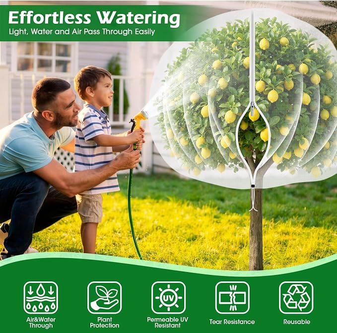 4'x6' Fruit Tree Netting Cover with Zipper and Drawstring | Ultra-Fine Mesh Garden Plant Insect Pest Net Barrier to Prevent Squirrel Bird Deer Cicadas Bag for Blueberry Tomato-1Pcs