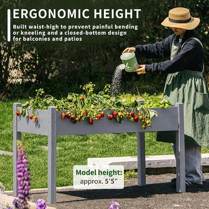 30" H Raised Garden Bed with Legs, Fir Wood Elevated Garden Bed Planter Box | Plant Stand Indoor/Outdoor for Tomato, Strawberry Herb Garden Planter