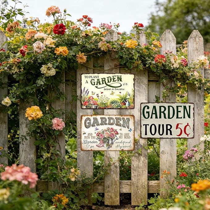Garden Signs for Outside Plants Garden Wall Art Decor Gardening Gifts Decorative Outdoor to Plant A Garden Is to Believe in Tomorrow Tin Sign Metal Flower Garden Yard Signs Greenhouse Decor 8x12 Inch
