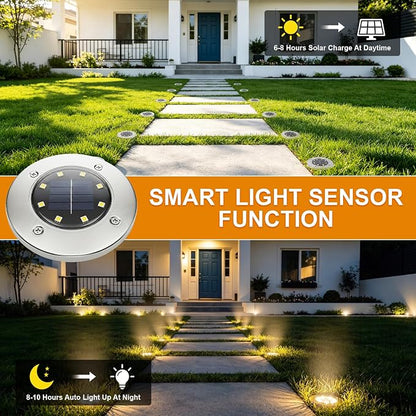 OULONGER Solar Lights Outdoor Waterproof, 12 Pack Solar Ground Lights with Large Capacity Battery, High Efficiency Solar Powered Lights for Outdoor Garden, Patio, Pathway and Yard (Warm Light)