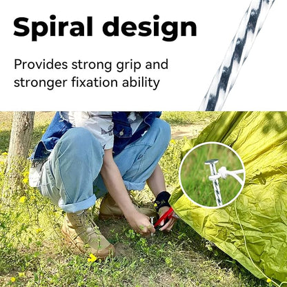 12 Inch Galvanized Landscape Stakes - 50pcs Spiral Metal Round Anchoring Spikes, 0.7 Inch Extra Large Top, for Securing Paver Edging, Weed Barrier, Camping Tent