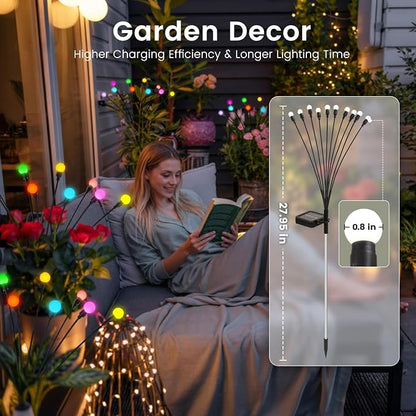 Solar Garden Lights Swaying, 80 LED Firefly Lights Outdoor Waterproof, Garden Decor Solar Lights Outdoor for Yard Porch Patio (8 Pack Multi-Colored)