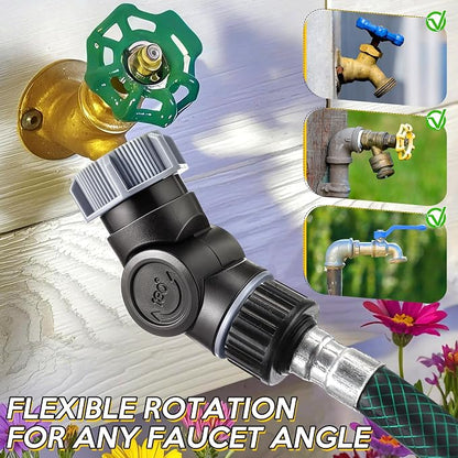 Outdoor Faucet Extender, 3/4" Garden Hose Swivel Connector with 180° & 360° Rotation, Water Spigot Extender Hose Adapter for Outdoor Faucet,Garden Hoses,Sprinkler,RV & Irrigation(Black & Gray,1 Pack)