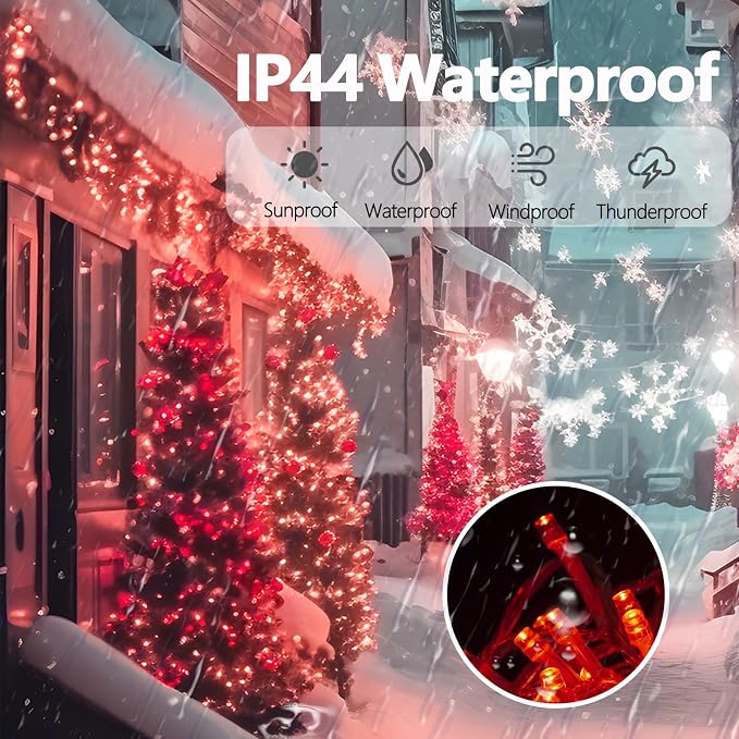 300 Led Red String Lights Outdoor Waterproof Christmas Decorations, 108 Ft Fairy Lights for Bedroom, 8 Modes Plug in Christmas Lights for Outside Room Decor