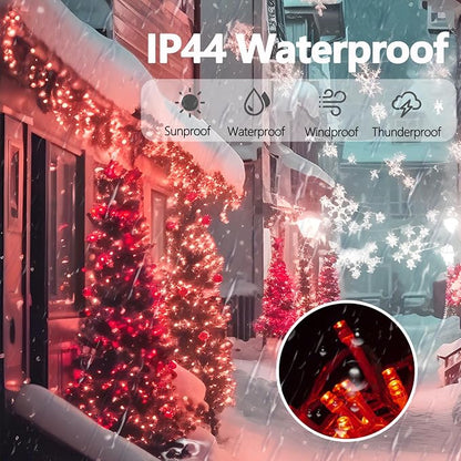 300 Led Red String Lights Outdoor Waterproof Christmas Decorations, 108 Ft Fairy Lights for Bedroom, 8 Modes Plug in Christmas Lights for Outside Room Decor