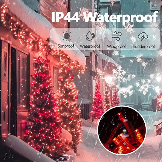 300 Led Red String Lights Outdoor Waterproof Christmas Decorations, 108 Ft Fairy Lights for Bedroom, 8 Modes Plug in Christmas Lights for Outside Room Decor