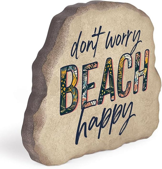 P. Graham Dunn Wood Tabletop Shape Decor - 7" x 5.5" - Don’t Worry Beach Happy