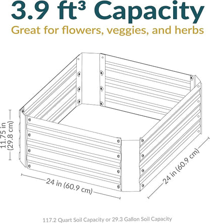 Sunnydaze Galvanized Raised Garden Bed Kit - 2x2x1 ft Outdoor Raised Garden Bed - Metal Planter Box for Vegetables, Flowers, Herbs - Silver - Square