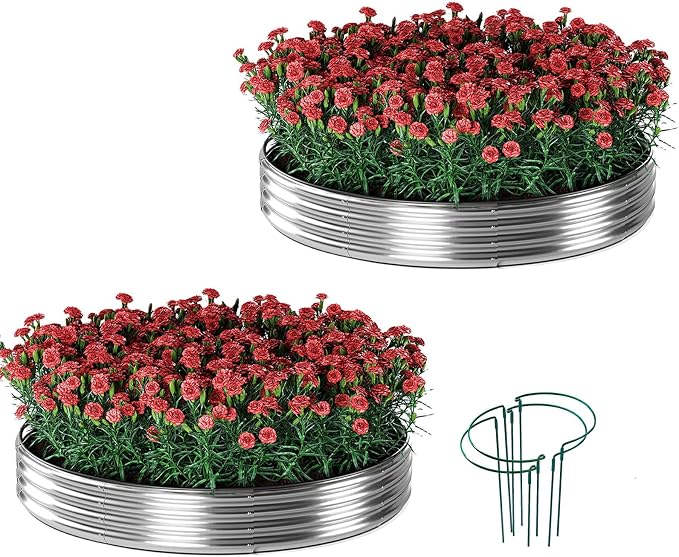 ZFHgarden Galvanized Metal Planter Raised Garden Bed Kit for Gardening Outdoor Garden Box Raised Flower Bed 2PC Metal 3X3X1FT