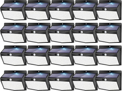 Peasur 20 Packs Solar Outdoor Lights Motion Sensor Solar Security Light Waterproof with 3 Lighting Modes Solar Powered Wall Lights Outside for Garden Fence Yard