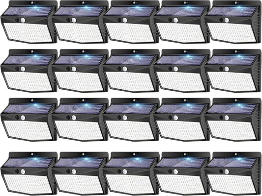 Peasur 20 Packs Solar Outdoor Lights Motion Sensor Solar Security Light Waterproof with 3 Lighting Modes Solar Powered Wall Lights Outside for Garden Fence Yard
