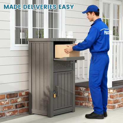 Package Delivery Box for Outside, Large Lockable & Weatherproof Anti-Theft Parcel Drop Box for Porch, Curbside, House Storage, Gray(60 Gallon)