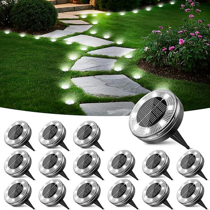 Peasur Mini Solar Ground Lights, 16 Pack Flat Solar Disc Lights Outdoor Waterproof, 2.3 Inch Small Solar Garden Lights Landscape Lighting for Outside Pathway Garden Yard Lawn Walkway,Cool White