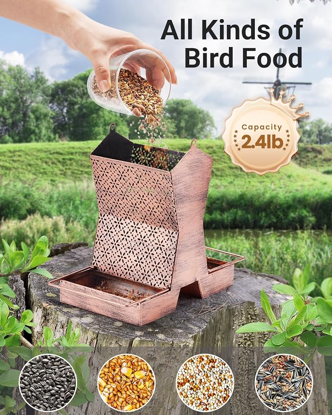 HouseSapp Bird Feeders for Outdoors Hanging - 2.4 LBs Metal Bird Feeder, House Shape Birdfeeders Attracting Wild Birds for Outside, Yard, Garden Decoration, Heavy Duty Platform