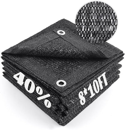 Cool Area 40% Sun Shade Cloth Mesh Tarp with Grommets for Plant Cover 8x10ft Patio Canopy Garden Pergola Greenhouse Car Barn Kennel Black