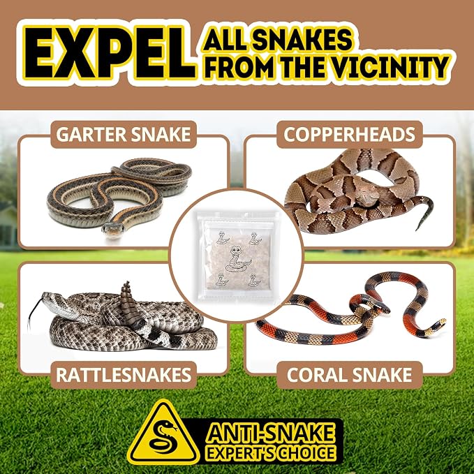 Snake Repellent for Yard Pet Safe, Indoor and Outdoor, 12 Packs | Repels rattlesnakes, Protects Garden Garage Farm Camping Backyard House Coop, Natural Formula, Easy to Use, Long-Lasting