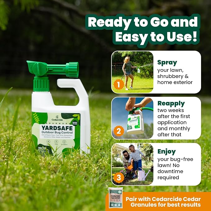 Outdoor YardSafe | Kills & Repels Mosquitoes, Ticks, Fleas, Mites & More with Natural Essential Oils | Family & Pet-Safe | Eco-Friendly | 4 Quarts (128 Oz.)