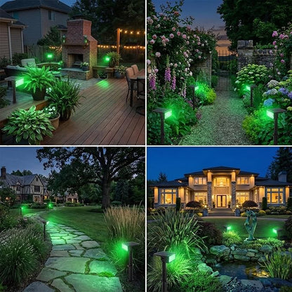 T-SUN Green Solar Spot Lights Outdoor 4 Pack, 49 LED 2 Lighting Modes, IP65 Waterproof Landscape Spotlights, 2 in 1 Auto On/Off Solar Lights for Yard, Garden, Driveway, Pathway