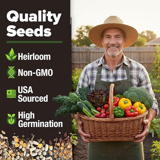 20 Heirloom Vegetable Seeds - 10,000+ Survival Seeds and Emergency Prepper Gear - Non GMO Vegetable Seeds for Planting Home Garden Variety Pack
