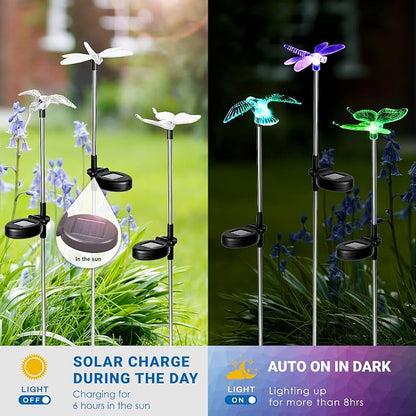 SOLPEX Solar Garden Lights, 6 Pack Solar Butterfly Lights Outdoor Decorations, Multi-Color Changing LED Light Stakes, Yard for Garden, Patio & Lawn, Bird