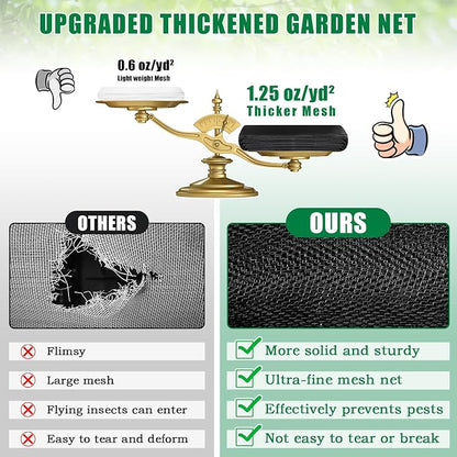 10 X 33 FT Thicker Garden Mesh Netting Pest Barrier for Raised Beds, Black Fruit Tree Netting for Cicadas, Bird Insect Blueberry Bush Strawberry Netting Cover for Garden Protection, Shading Rate 30%