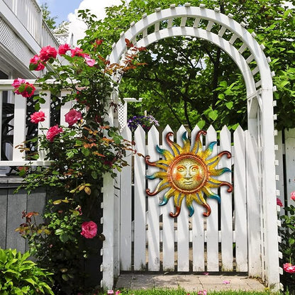 Miyolo Metal Sun Wall Decor Outdoor Sunface Yard Art for Porch Door Patio Garden Home Indoor Sculpture Decorations