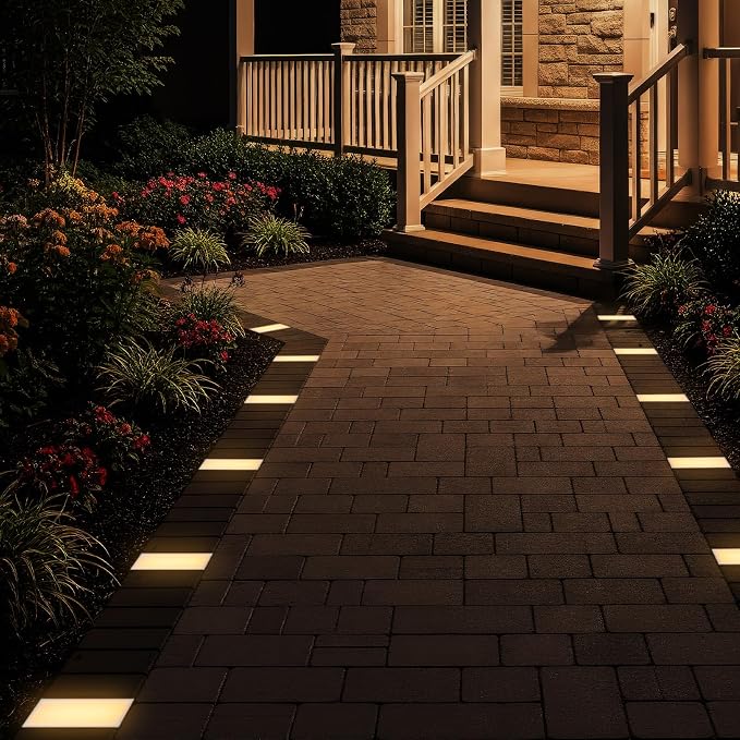 LEONLITE Paver Light, 4x8 Inch Low Voltage LED Landscape Light, 5CCT Adjustable Glare-Free Brick Light, IP67 CRI90 Drive-Over Safe, 12-24V AC/DC Hardwired Pathway Light for Walkways & Driveways