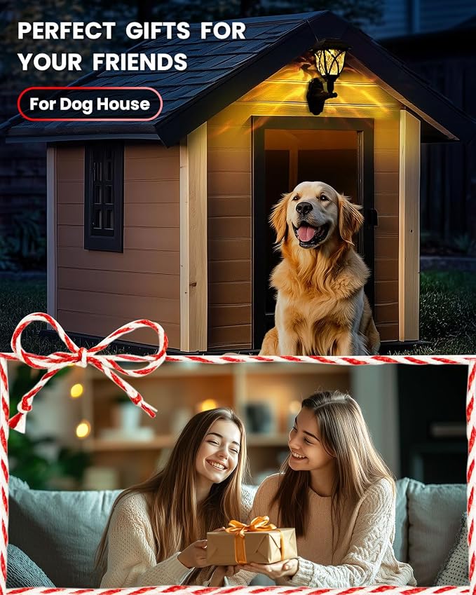 TISEJOY Solar Wall Lantern Outdoor Playhouse Light, Waterproof Decorative Solar Powered for Playground, Tree House, Storage Shed, Dog House, Garden Wall, Fence, Backyard, Outdoor Accessories (4 Pack)