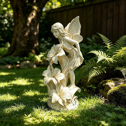 Angel Figurines Garden Statue with Solar Powered Light 12.2IN | Resin Angel Statue Decor for HOME Patio Lawn Yard Balcony, Resin Angel Sculpture, Memorial Gift for Mom/Grandma/Garden Lovers
