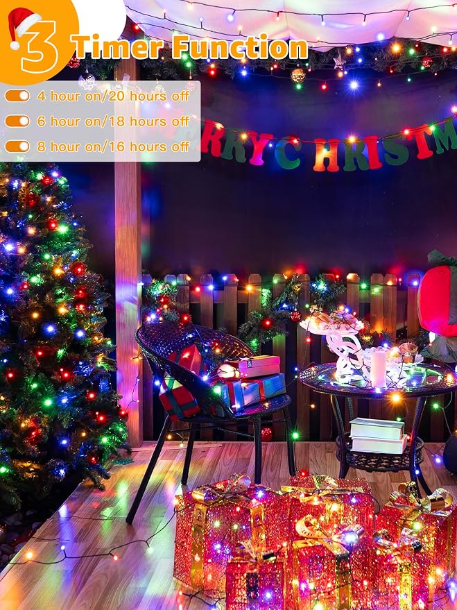 BrightChristmas 500 LED 164 FT Christmas Lights, Waterproof Outdoor String Lights with Remote and Timer, Christmas Tree Lights with 8 Modes Dimmable, Fairy Lights for Holiday Decor (Multicolor)