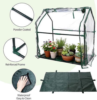PROWORX Mini Greenhouse 36"×18"×33" Small Greenhouse Seed Starting Waterproof Floor Mat Portable Greenhouse Patio Balcony and Garage Indoor & Outdoor