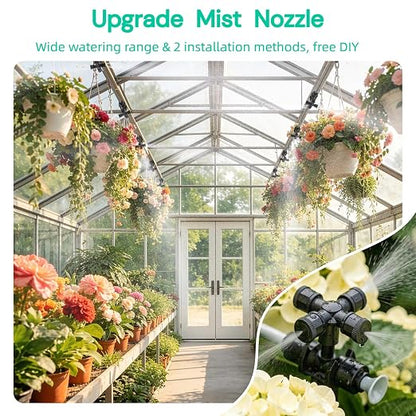 240FT Quick-Connect Drip Irrigation System Garden Watering System | 1/4" & 1/2" Fast-Lock Tubing, Adjustable Nozzles Emitters for Outdoor Raised Garden Beds,Greenhouse, Lawn, Patio
