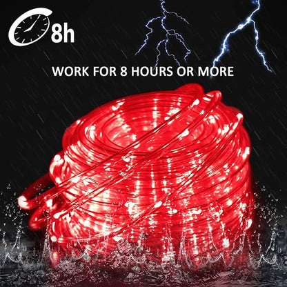 JMEXSUSS Solar Rope Lights,200 LED 66ft 8 Modes Solar Rope Lights Outdoor Waterproof LED Red Fairy Lights for Christmas Tent Gazebo,Trampoline,Walkway,Pool | Red Halloween Lights Outdoor Waterproof, Red Christmas Lights for Christmas Tent Gazebo,Trampo...