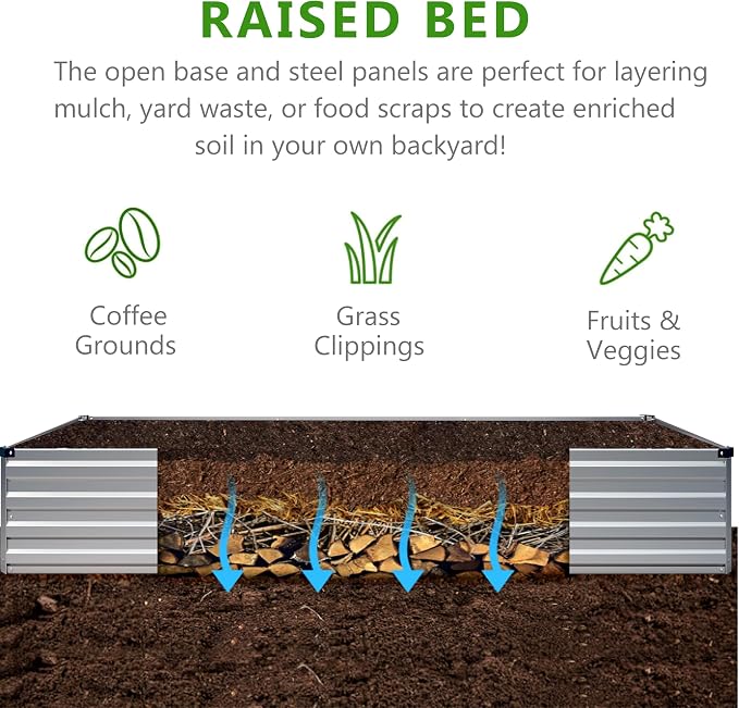 2PCS 9x3x1ft Galvanized Raised Garden Bed Kit,Metal Planter Box for Vegetables,Flowers,Herbs Durable Rust-Resistant Patio Gardening Beds,Silver