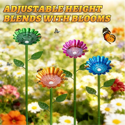 Mellbree Bee Watering Station, 4-Pack Metal Flower Bee Bath for Garden – Attract Butterflies & Pollinators – Colorful Outdoor Garden Stakes for Yard, Patio, Butterfly Garden – Gardening Essentials