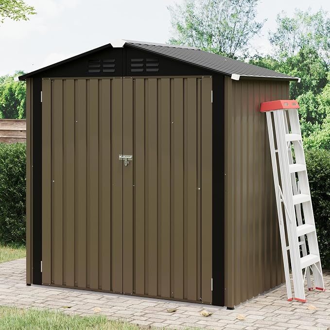 Garvee 6X4 FTOutdoor Storage Shed,130 Cu Ft Outdoor Tool Shed with Sloped Roof - Weather Resistant, Multi-Use Garden Shed for Bikes, Ladders & Seasonal Items
