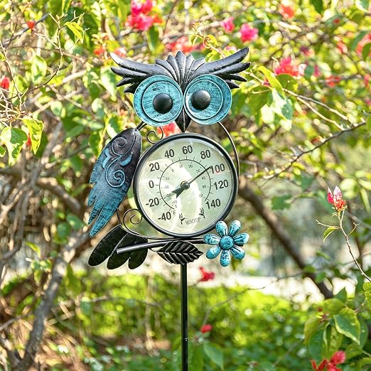 MUMTOP Outdoor Thermometer, Owl Outside Decor for Patio, Yard and Garden | No Battery Needed, Waterproof, Indoor and Outdoor, Easy to Read, Gifts Idea